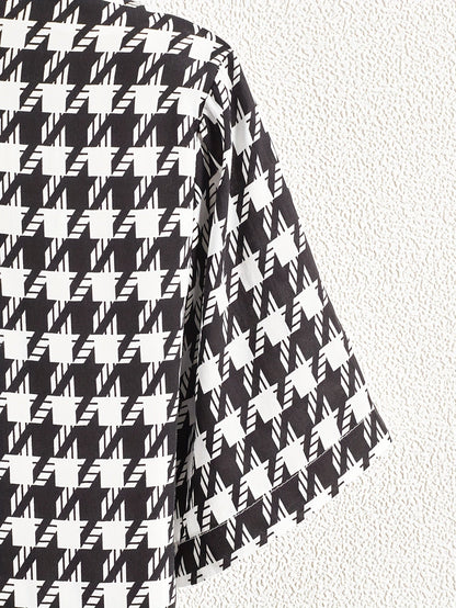 Camisa de Resort de Manga Corta con Estampado Geométrico para Hombre - Estilo Urbano Casual