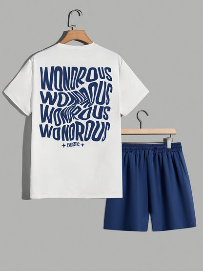 Ensemble streetwear homme t-shirt graphique et short style décontracté tendance