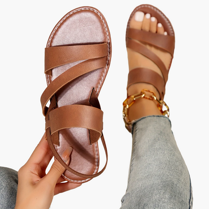 Sandales plates pour femme style décontracté à brides croisées idéales pour l'été