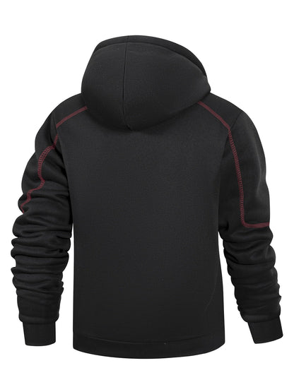 Lot de 2 Hoodies Homme Zippés Bicolores Chauds avec Capuche et Poches