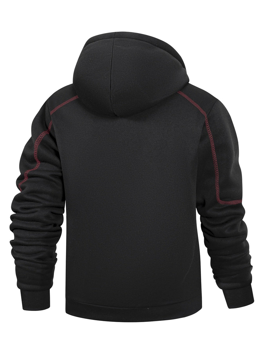 Set of 2 warm two-tone men’s zip-up hoodies with hoods and pockets