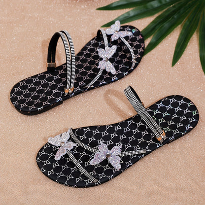 Flade damesandaler med sommerfuglestil, elegante til sommer og særlige lejligheder