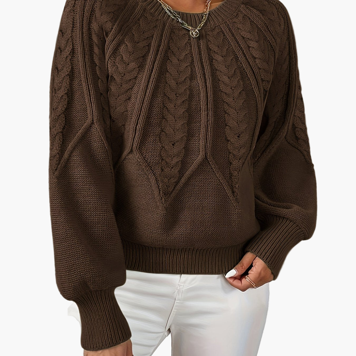 Pull Femme Style Décontracté Chic à Motif Torsadé pour Automne et Printemps