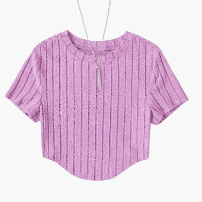 T-shirt Femme Style Décontracté à Manches Courtes Col Rond – Idéal pour l'Été et les Loisirs