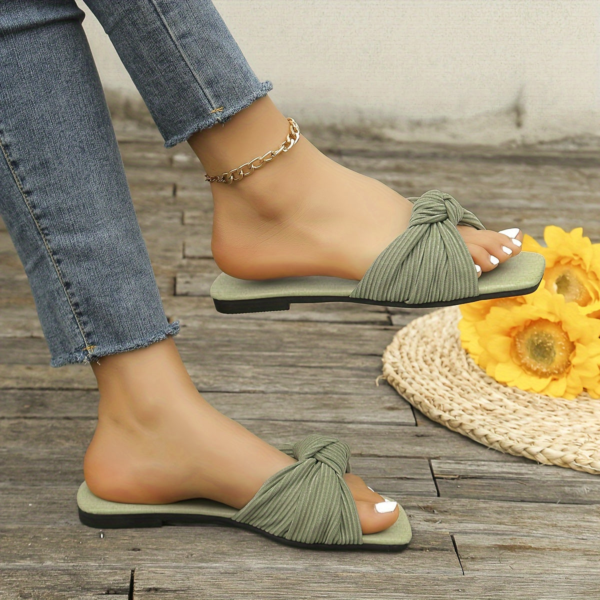 Sandales femme à nœud style décontracté pour usage quotidien et sorties estivales