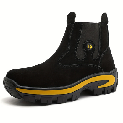 Bottes Chelsea Homme Robustes Semelle Crantée Jaune Noir