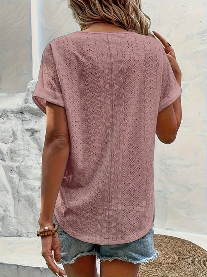 Elegante damesblouse met V-hals, casual stijl voor lente en zomer