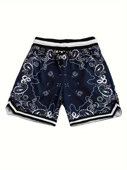 Shorts de sport homme style streetwear imprimé motif bandana – Look urbain tendance