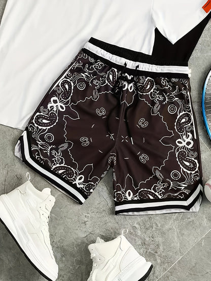 Shorts de sport homme style streetwear imprimé motif bandana – Look urbain tendance