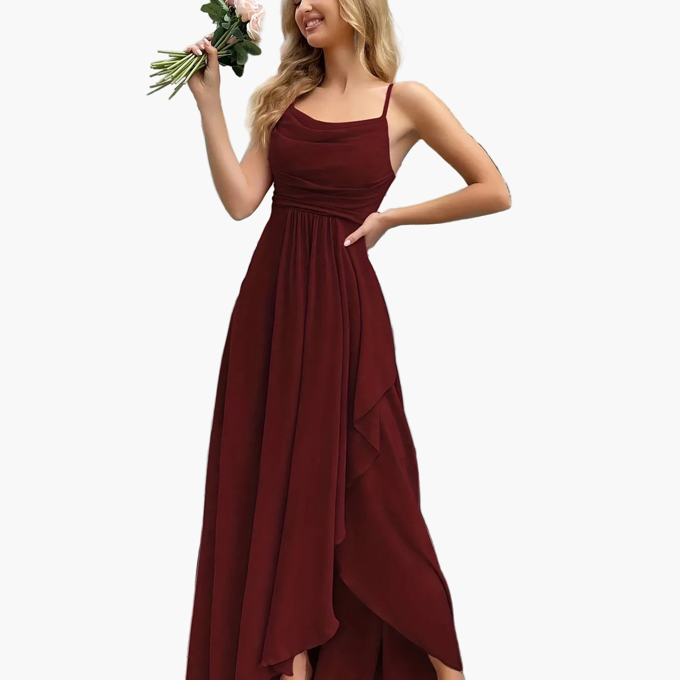 Robe de soirée élégante femme longue style fluide pour événements et cérémonies