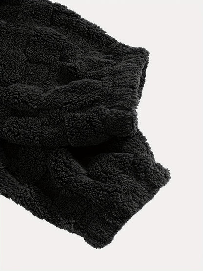 Pantalon de jogging doux à motif texturé à carreaux et cordon de serrage