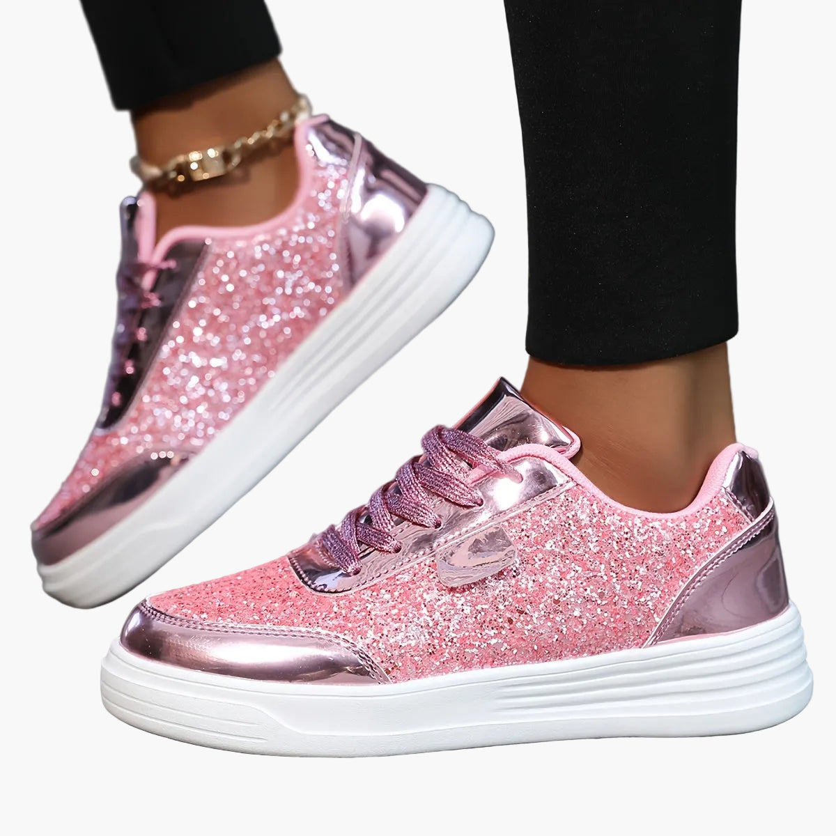Women's Sneakers with Shiny Glitter for a Trendy and Urban Look