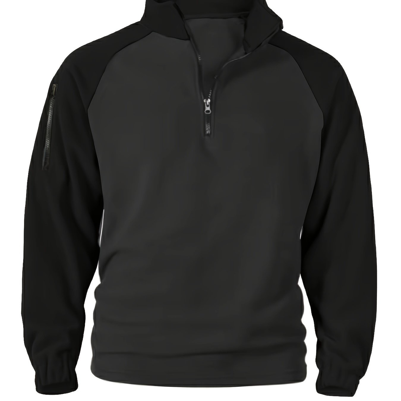 Polaire Homme Bicolore Col Montant avec Fermeture Éclair et Manches Raglan