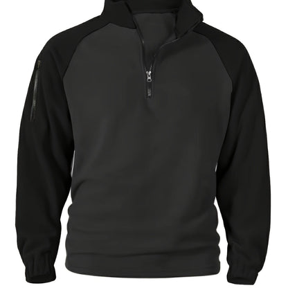 Polaire Homme Bicolore Col Montant avec Fermeture Éclair et Manches Raglan