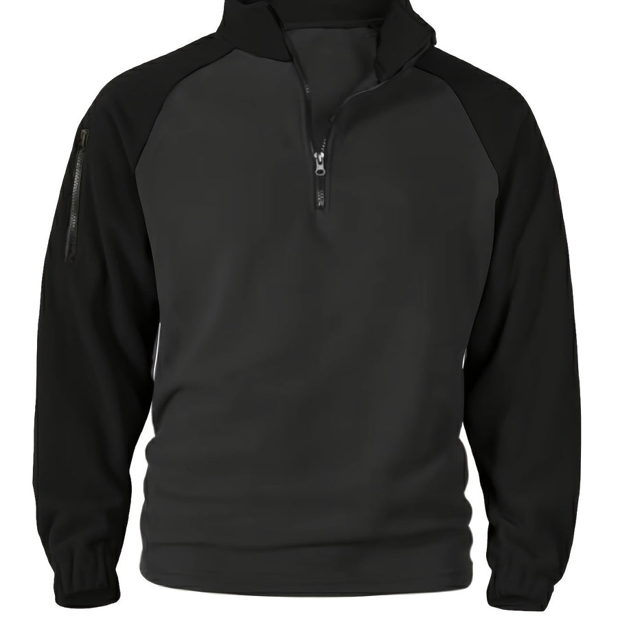 Polaire Homme Bicolore Col Montant avec Fermeture Éclair et Manches Raglan