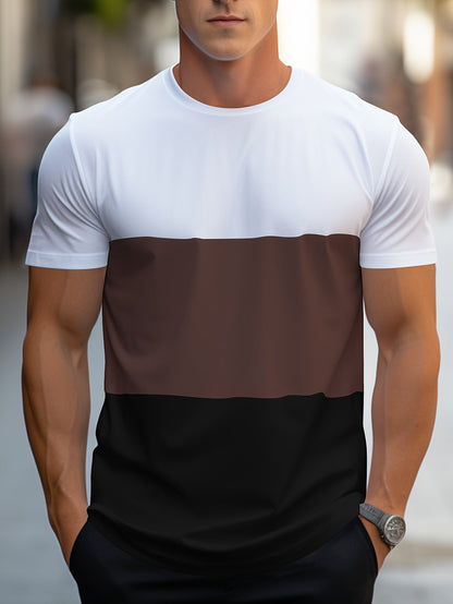 T-shirt Homme Style Décontracté à Bandes Contraste pour Usage Quotidien