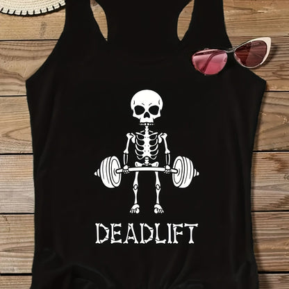 Débardeur Femme Sport Motif Squelette Deadlift – Style Fitness Humour