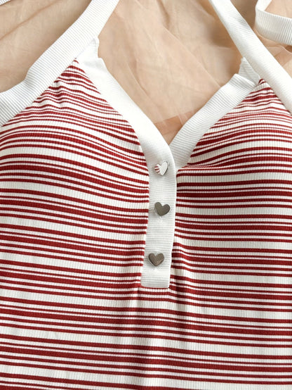 Mono corto de verano para mujer estilo retro chic a rayas para ocio y playa