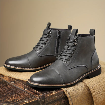 Bottes Chelsea pour homme à lacets, bout cap et fermeture éclair latérale, style décontracté chic