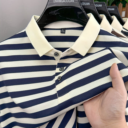 Polo à Manches Courtes Rayé Style Marin pour Homme - Élégance Décontractée Classique