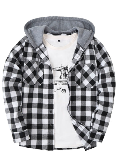 Chemise à carreaux homme à capuche amovible motif bûcheron