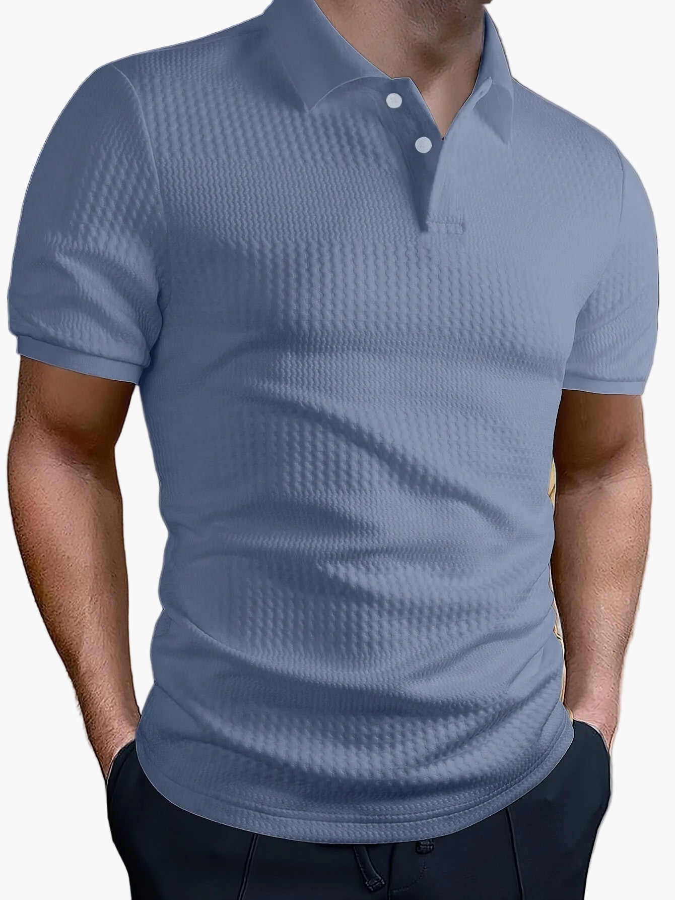 Polo homme ajusté style casual à motif géométrique pour l'été