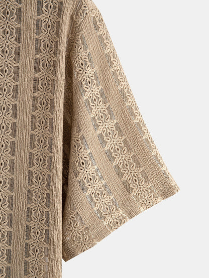 Chemise décontractée homme style bohème à manches courtes pour les vacances plage