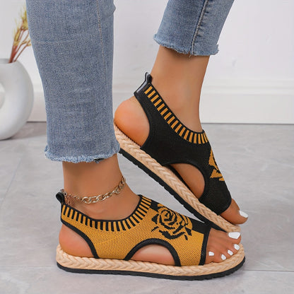 Sandales décontractées femme à motif floral pour été, style bohème chic, confort quotidien