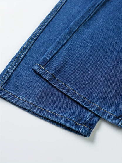Jean décontracté bleu coupe large taille élastique cordon blanc