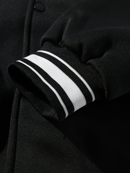 Veste bombardier décontractée à capuche pour homme avec broderies et rayures