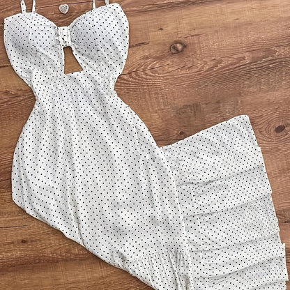 Vintage stijl lange jurk met stippen voor elegante en chique dames