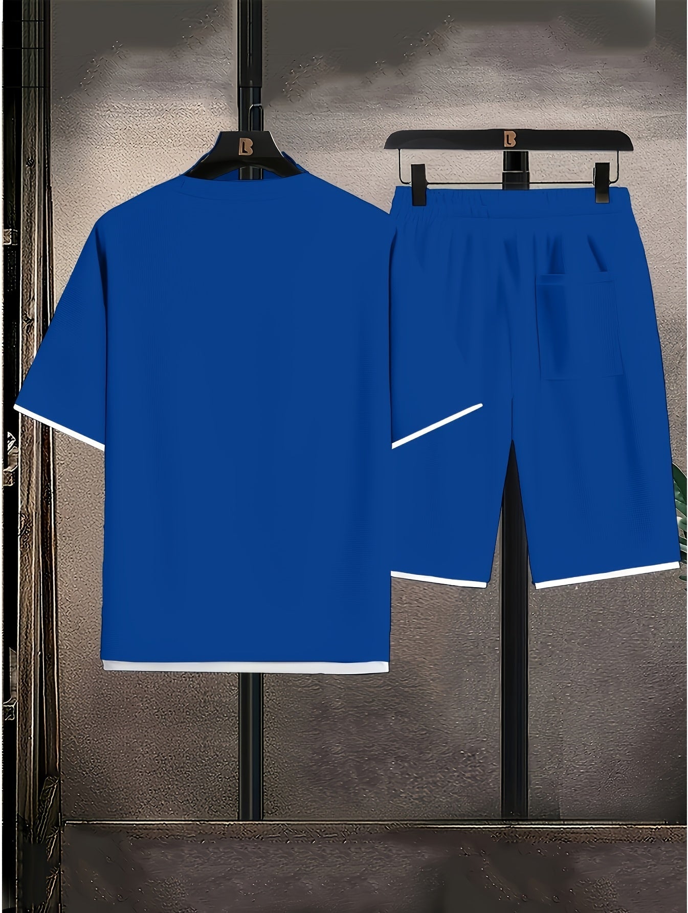 Men's casual sportswear style set, round neck, summer