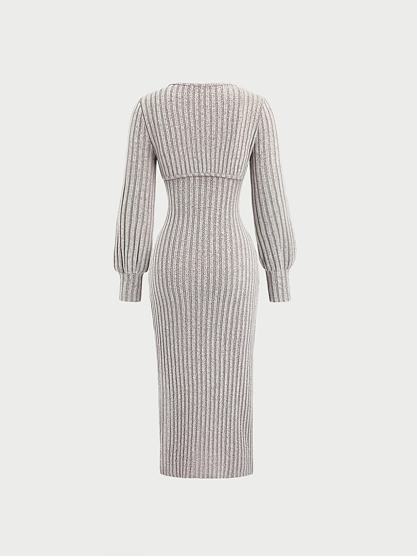 Ensemble Robe Midi Bretelles Fines & Boléro Court Manches Longues Maille Côtelée