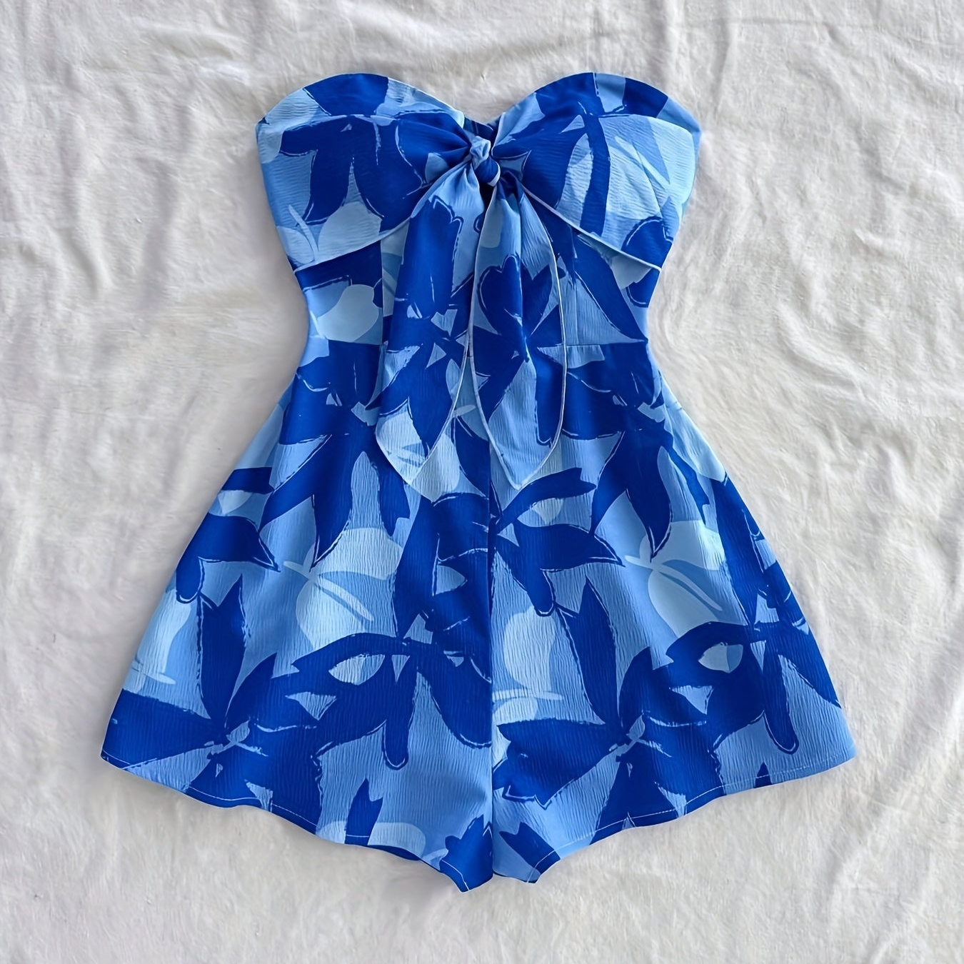 Combinaison Short Femme Style Été Sans Bretelles à Imprimé Floral Élégant