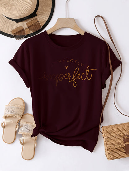 T-shirt décontracté femme à message "Perfectly Imperfect" style moderne et inspirant