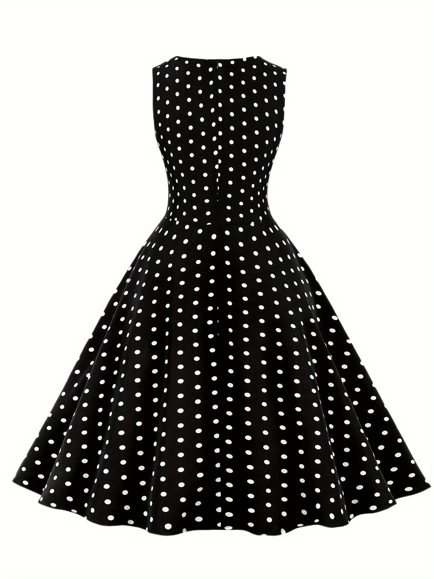 Vestido vintage sin mangas con lunares para mujer, estilo retro acampanado, ideal para el verano y ocasiones especiales