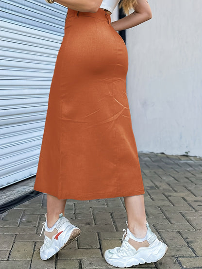 Casual style split midi skirt for women – Urban elegance and everyday comfort