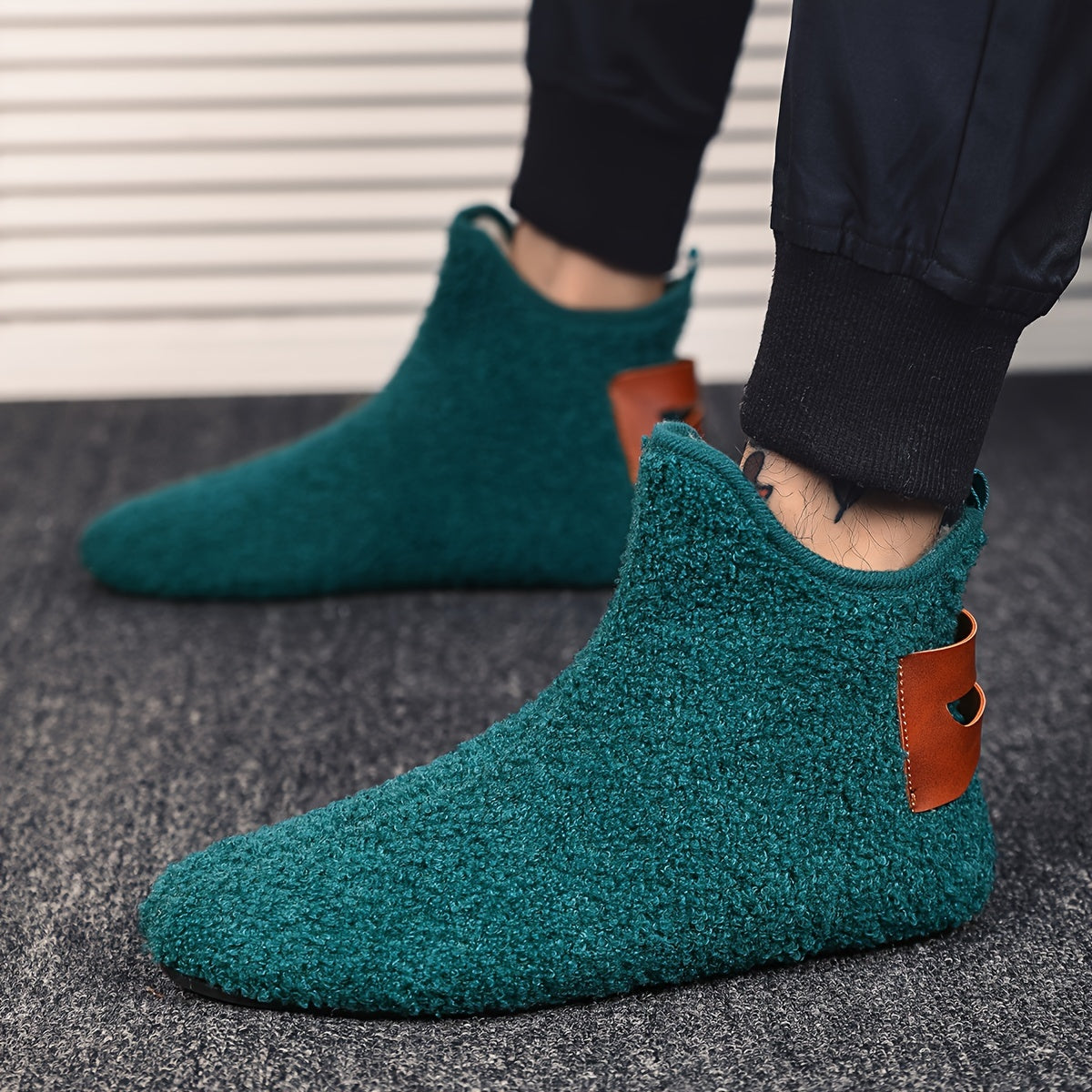 Bottes souples en tissu bouclé Homme, Intérieur fourré, confortables, multiples couleurs