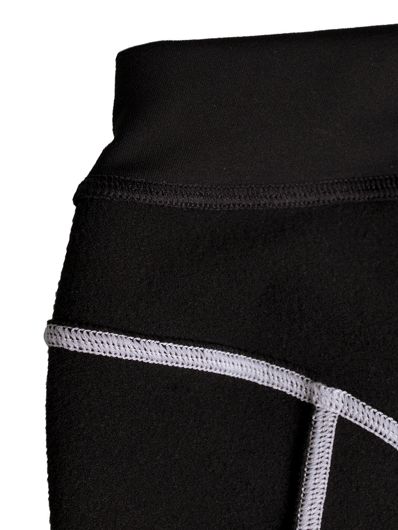 Legging Femme Noir à Coutures Contrastantes Taille Haute