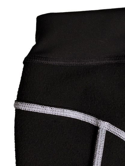 Legging Femme Noir à Coutures Contrastantes Taille Haute