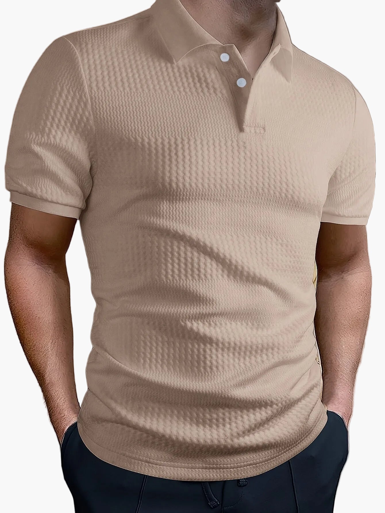 Polo homme ajusté style casual à motif géométrique pour l'été