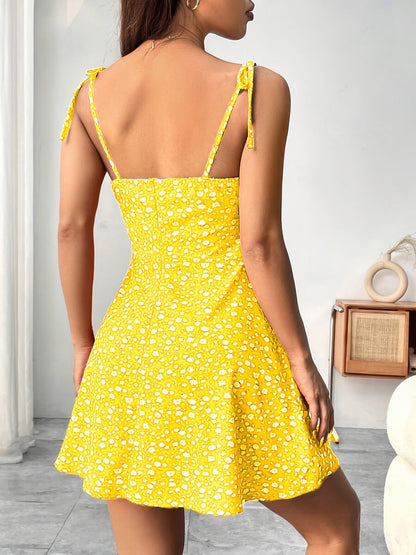 Robe d'été féminine style chic à bretelles et imprimé fleuri - Idéale pour sorties et vacances