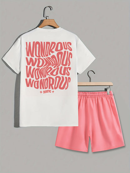 Ensemble streetwear homme t-shirt graphique et short style décontracté tendance