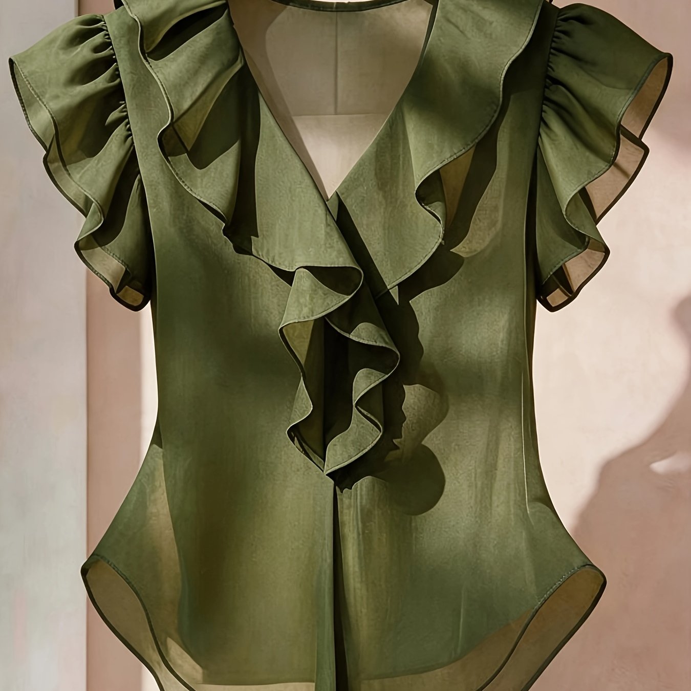 Blouse Femme Élégante à Volants Style Romantique pour Tenue Chic et Bureau