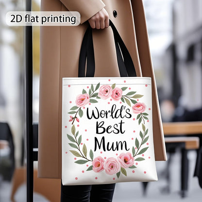 Sac cabas femme style floral cadeau fête des mères "World's Best Mum"