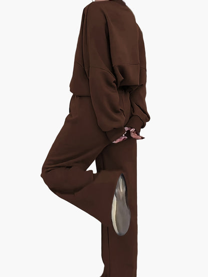 Completo casual donna due pezzi con chiusura lampo per tempo libero e relax