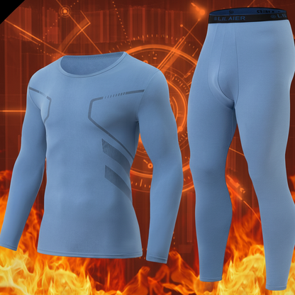 Ensemble Homme Thermique 2 Pièces Manches Longues et Legging Sport Couleur Unie