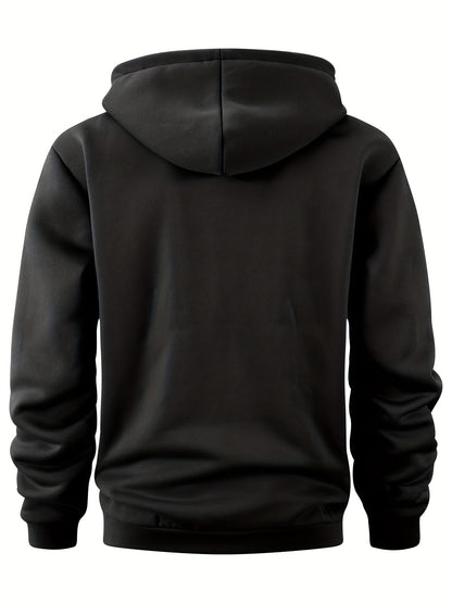Sweat à Capuche Homme Mi-Zip avec Poches Zippées Devant Kaki
