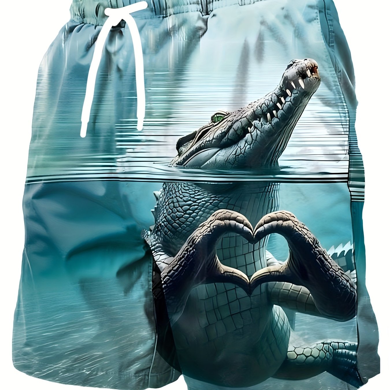Herren-Badeshorts mit Krokodil-Print, lässiger Stil  