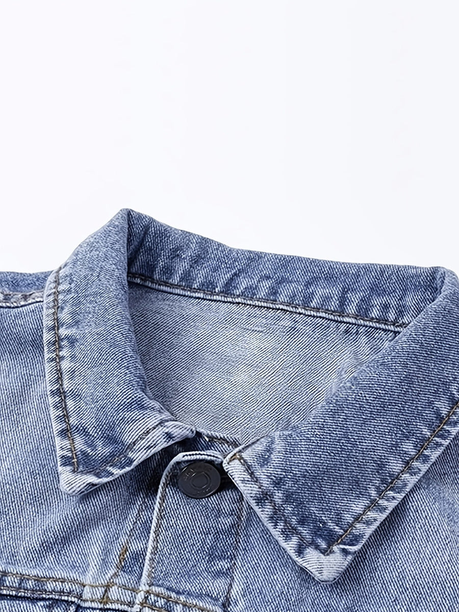 Gilet en Jean sans Manches pour Homme, Boutons Métalliques, Poches Poitrine et Latérales